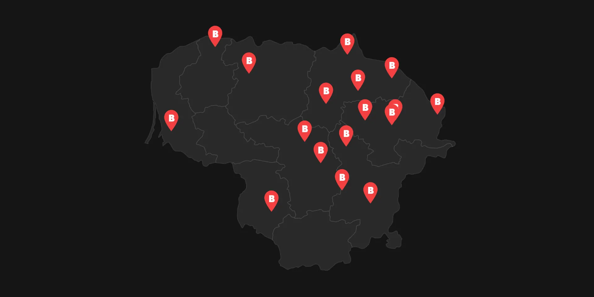 Lietuvos žemėlapis su Bikuvos padaliniais
