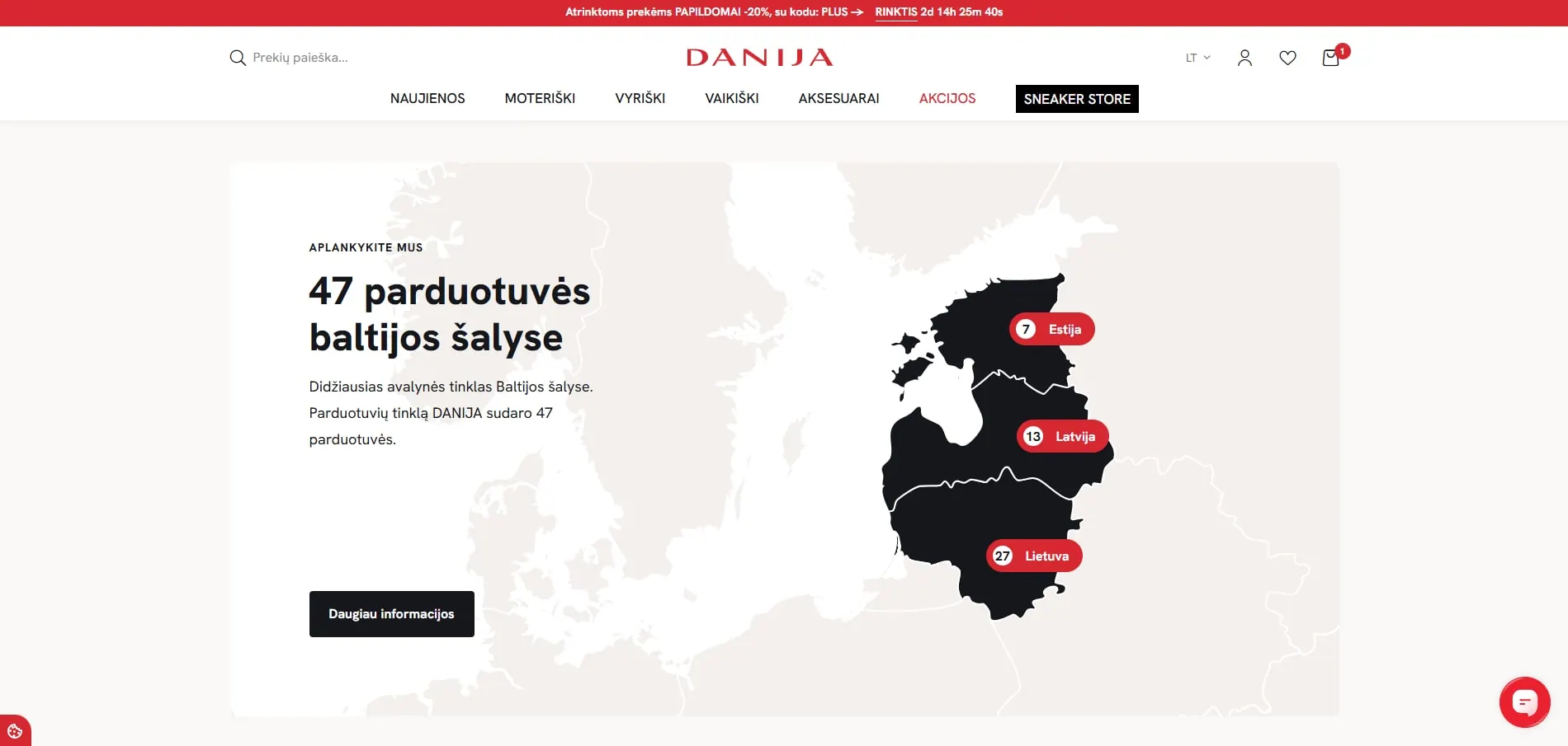 Danija.lt parduotuvių žemėlapis – 47 parduotuvės Baltijos šalyse