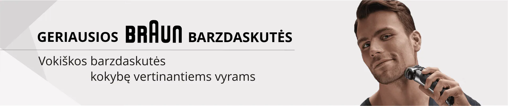 Braun barzdaskutės ir besiskutantis vyras
