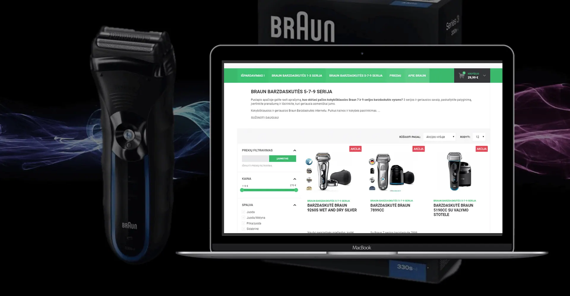 Ebarzdaskutes.lt pradinis puslapis su Braun produkcija