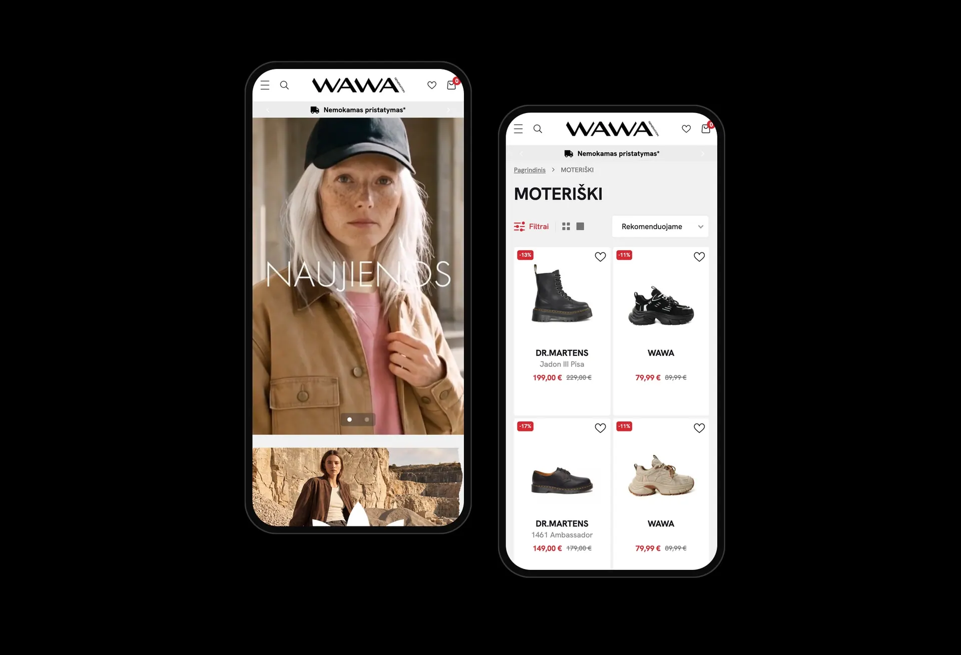 Wawa.lt mobilioji versija telefonuose